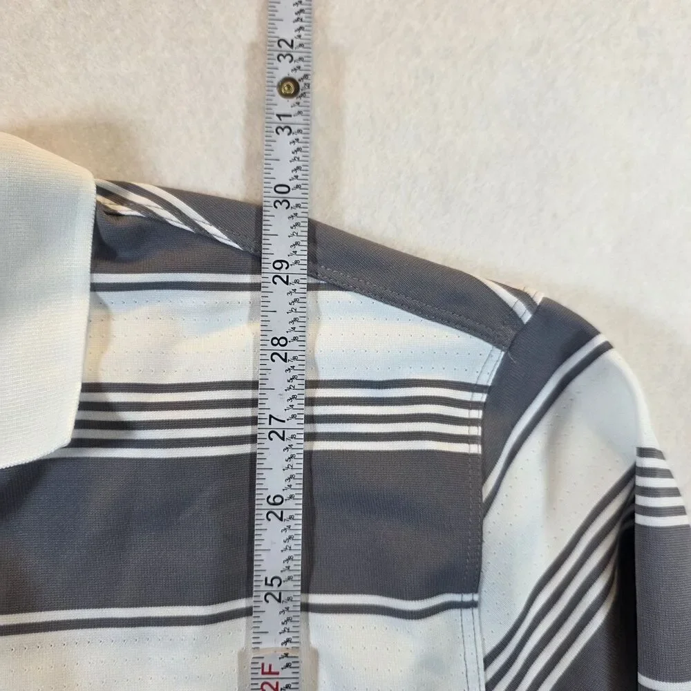 Nike Golf Dri-Fit Moisture Wicking Men's L Gray/White Striped Polo Shirt